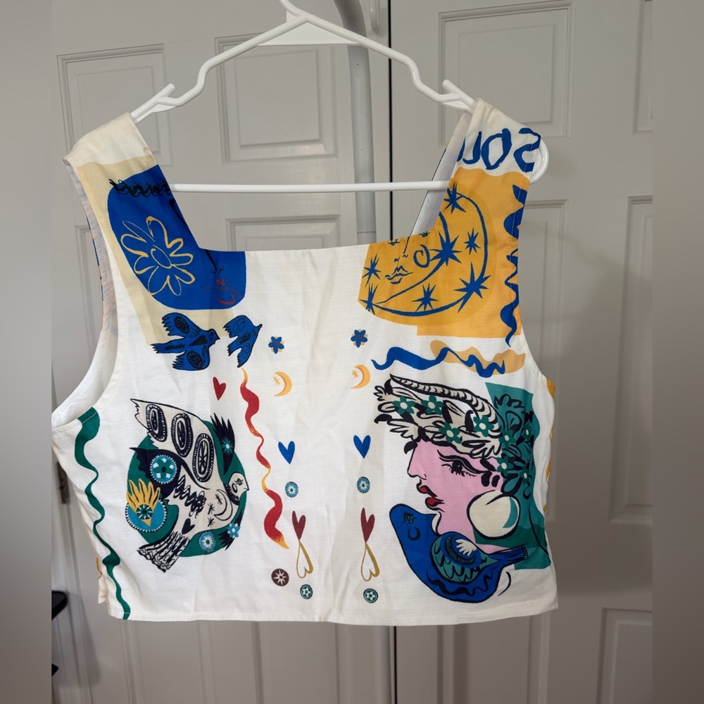 NWT Commense Graphic Print Crop Top With Wide-Leg Pants Set Size XL - Picture 9 of 12